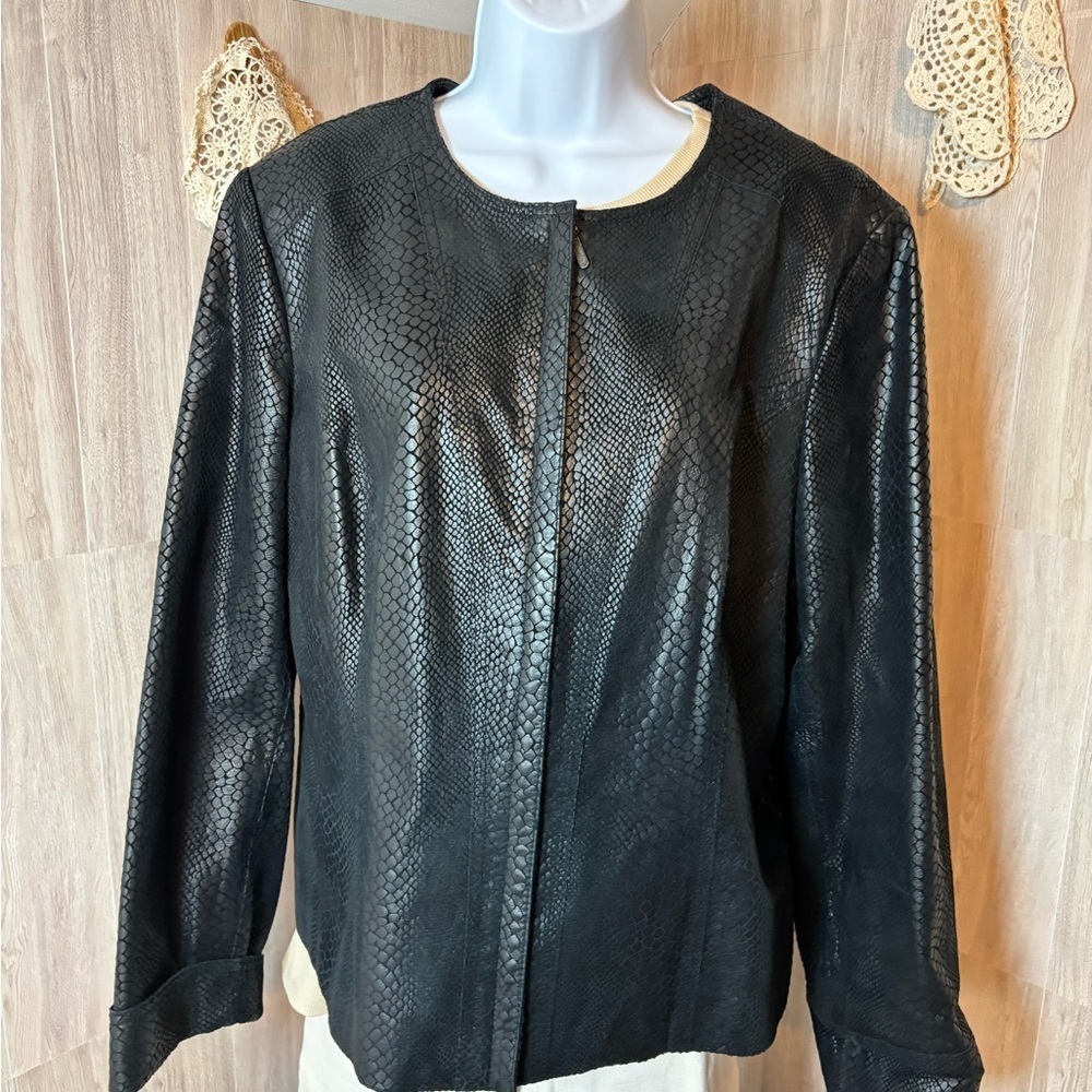 Alfani Black Textured Leather Jacket